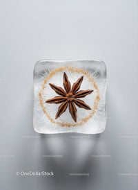 Star Anise Embedded in Transparent Ice Cube with Spice Ring