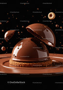 Chocolate Dome Breaking Over Crunchy Cookie on Plate