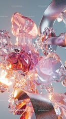 Colorful Glass and Metallic Art Sculpture with Abstract Shapes