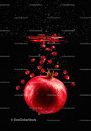 Fresh pomegranate submerged with seeds floating up