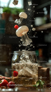 Ice Cubes and Fresh Fruit Infused Water in Transparent Glass