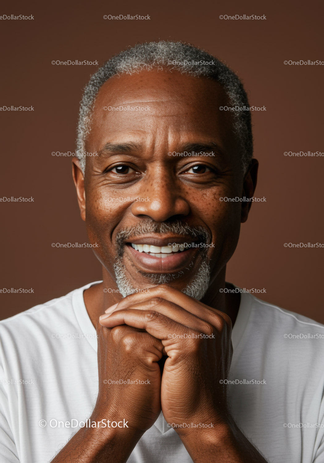 Joyful Elderly Man Smiling Portrait with Warm Background