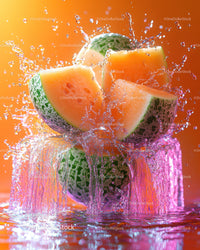 Juicy Watermelon Slices Splashing with Vibrant Water Effect