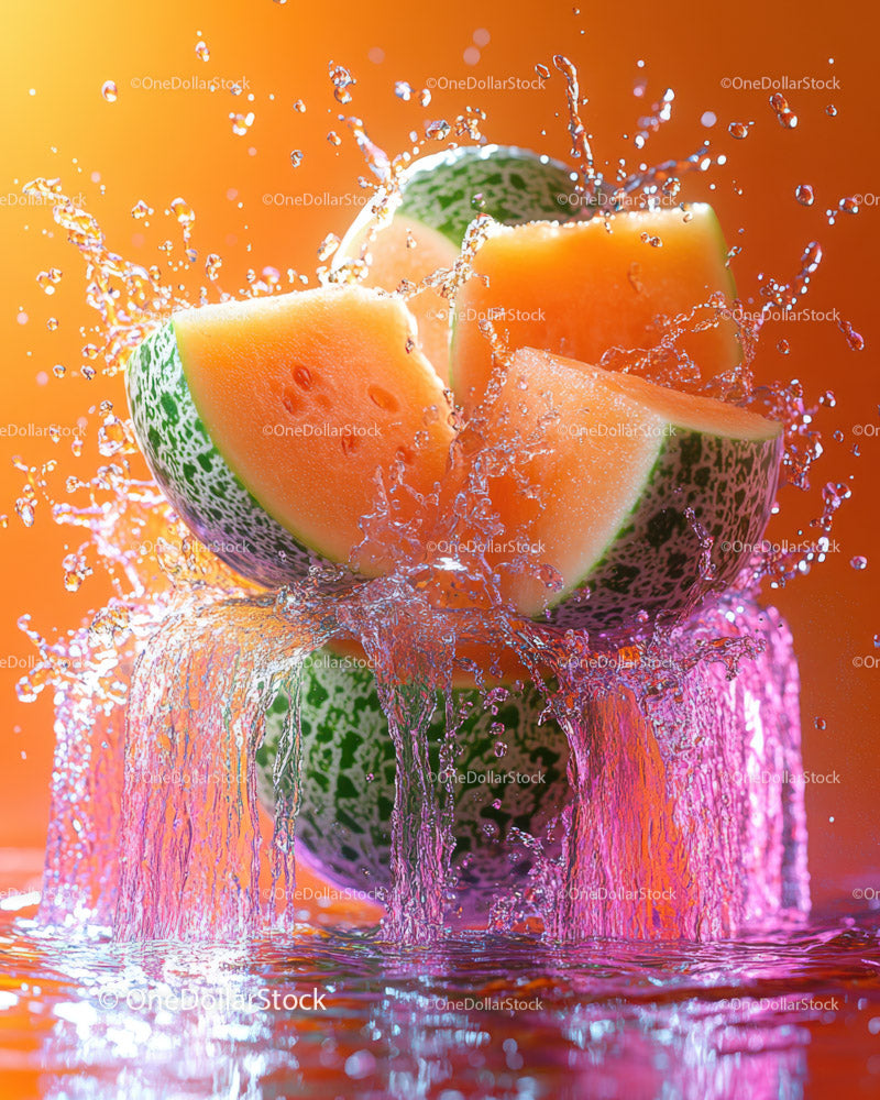 Juicy Watermelon Slices Splashing with Vibrant Water Effect
