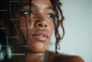 Close-up of Water-Drenched Woman with Natural Beauty and Expressive Eyes