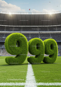 Three grass-covered number nines on a soccer field