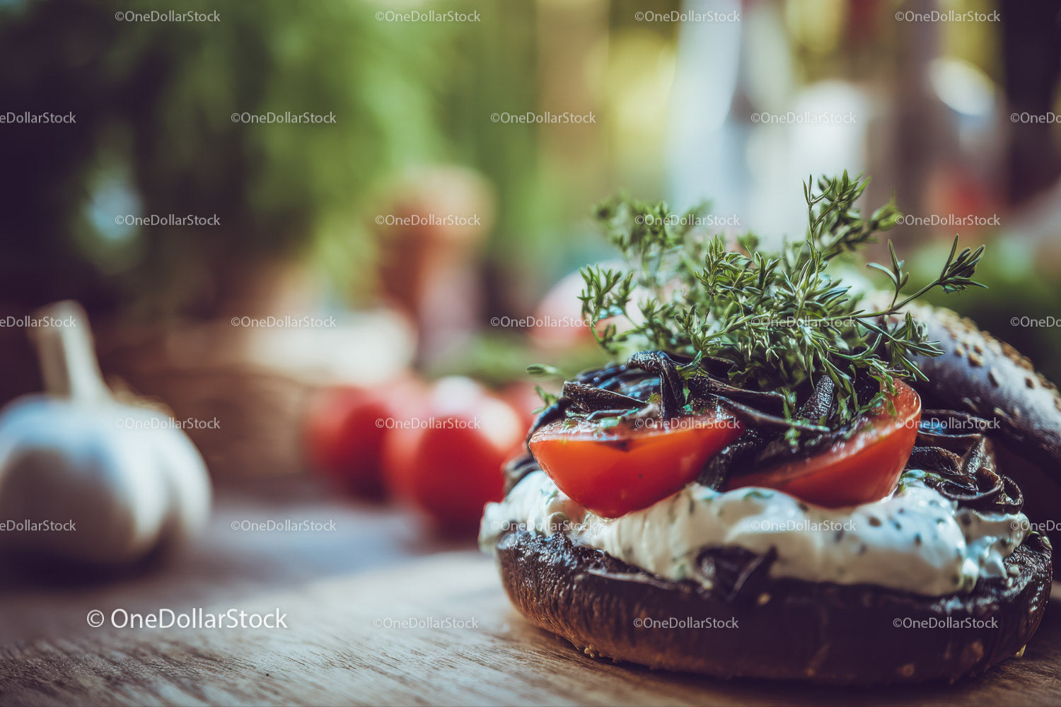 Fresh Vegetable Tart with Cherry Tomatoes and Rosemary Garnish