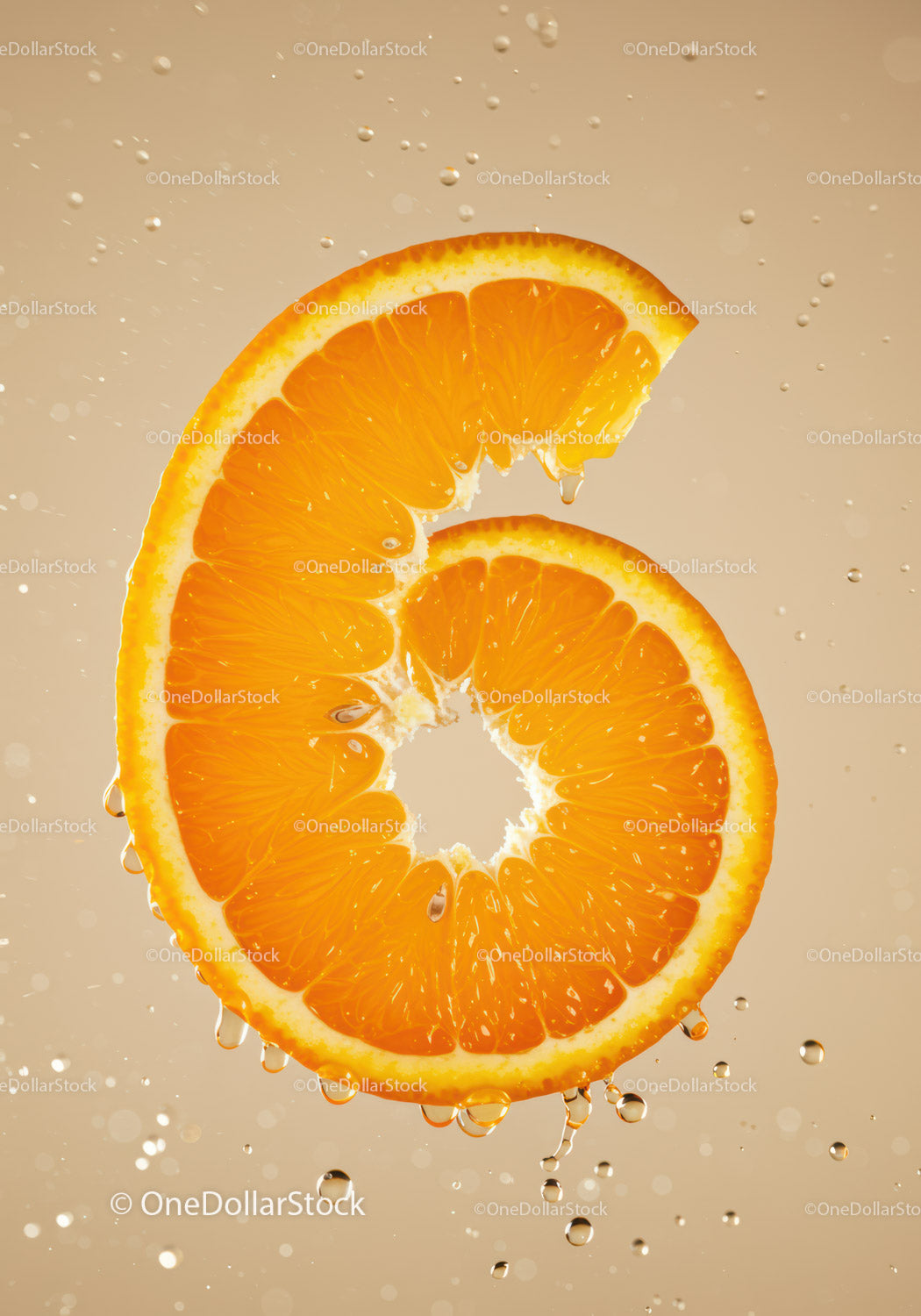 Fresh Orange Slice in Water Splashing Vivid Detail