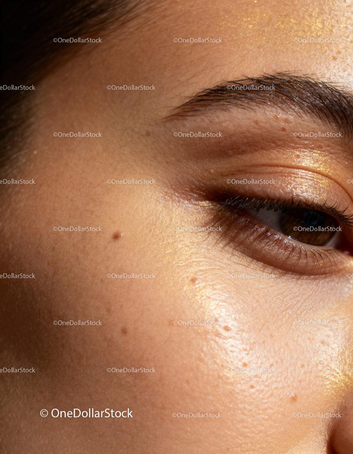 Close Up of Natural Skin Texture with Brown Eye