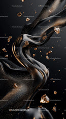 Luxurious Black Fabric with Gold Glitter and Metallic Accents