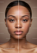 Portrait of a Young Woman with Flawless Skin and Natural Makeup