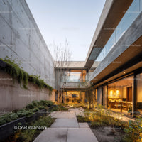 Modern Concrete and Glass Buildings in Urban Outdoor Scene
