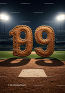 Baseball themed year 1990 made of leather gloves