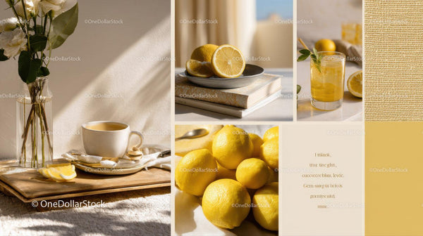 Fresh Lemons and Lemonade in Bright Natural Light for Summer