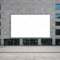 Large Blank Billboard on Modern Office Building Exterior