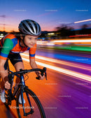 Young Girl with Down Syndrome Cycling at Sunset