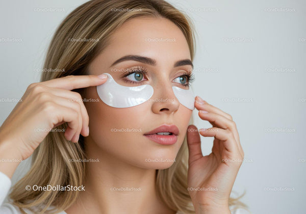 Beauty Woman Applying Under Eye Patches for Skin Care