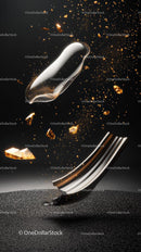 Elegant Metal Spoon with Gold Splash and Sparkles