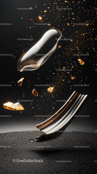Elegant Metal Spoon with Gold Splash and Sparkles