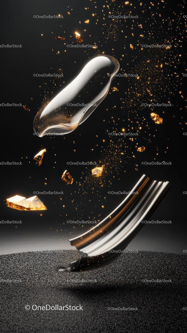 Elegant Metal Spoon with Gold Splash and Sparkles