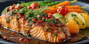 Fresh Salmon Fillet with Vibrant Vegetables and Herbs for Gourmet Meal