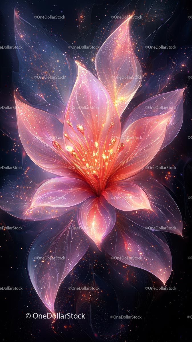 Ethereal Glowing Flower with Luminescent Petals and Cosmic Glow