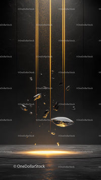 Futuristic Digital Light Lines with Metallic Debris Visual Effect