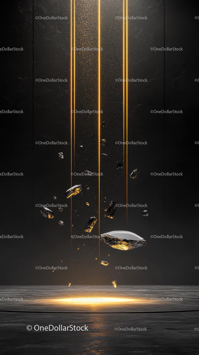 Futuristic Digital Light Lines with Metallic Debris Visual Effect