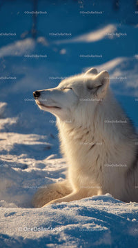 Majestic Arctic Fox Relaxing in a Snowy Landscape