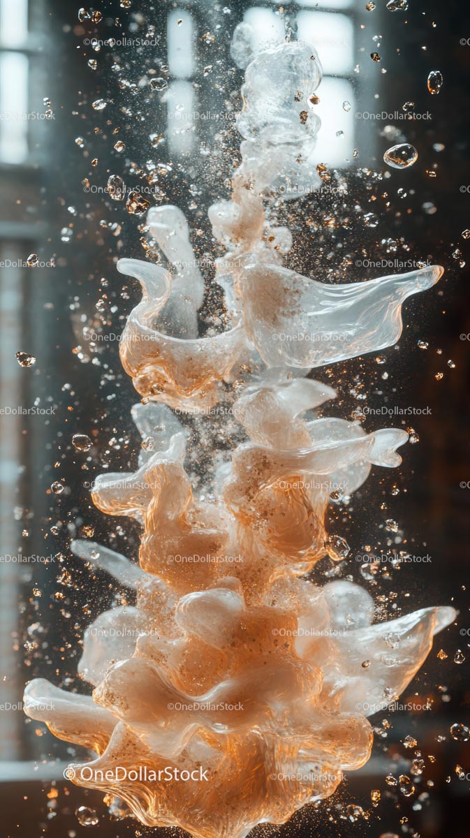 Dynamic Water Splash with Ice Formations and Droplets