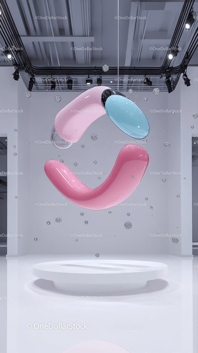 Abstract Curved Sculpture in Modern Minimalist Interior