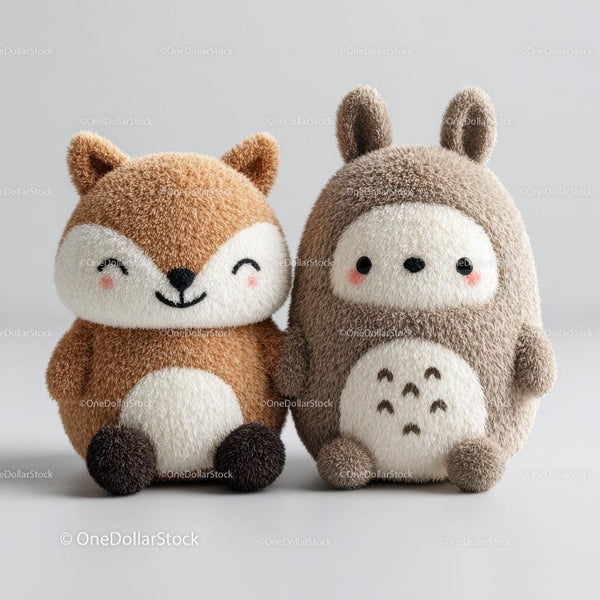 Two Plush Animal Toys With Soft Fur