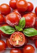 Fresh Cherry Tomatoes with Basil and Sea Salt Crystals