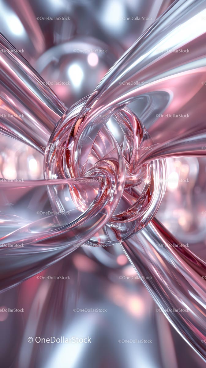 Abstract Glass Sculpture with Complex Intertwined Curves in Modern Art Style