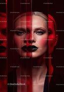 Futuristic Female Portrait with Red Lighting and Dark Makeup Stock Photo Bundle preview 12