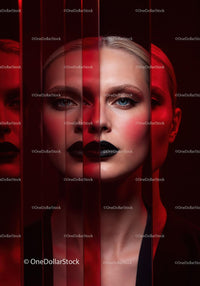 Futuristic Female Portrait with Red Lighting and Dark Makeup Stock Photo Bundle preview 12
