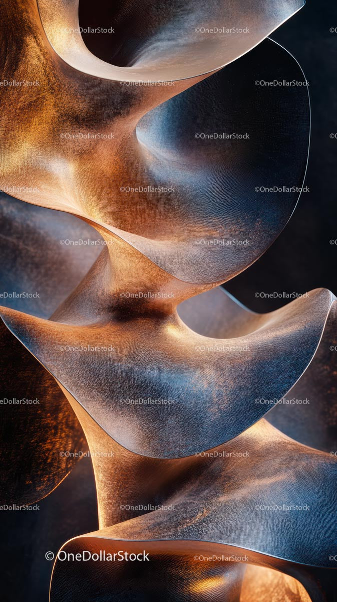 Abstract Metallic Sculpture with Smooth Curves and Copper Tones