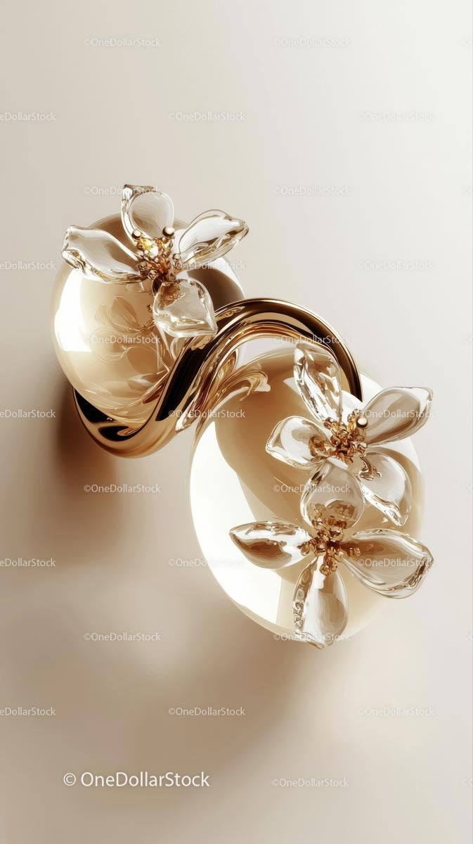 Elegant Metallic Vase and Glass Flower Decor in Modern Interior