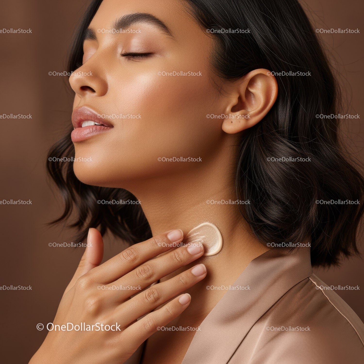 Close-Up of Woman with Flawless Skin Applying Moisturizer