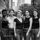 Confident group of diverse young women standing outdoors