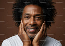 Close-Up Portrait of Smiling Mature Black Man with Natural Hair