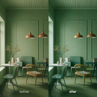 Before and after Interior Lightroom preset edit