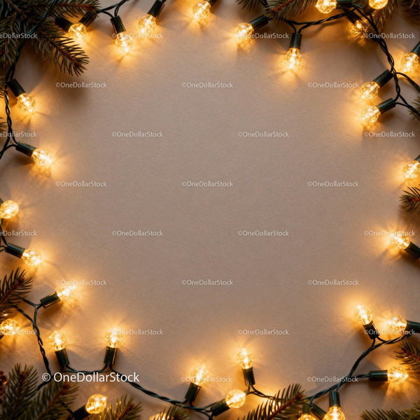 Warm Christmas Lights Framing Festive Blank Space