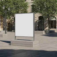 Empty Urban Square Billboard Surrounded by Green Trees