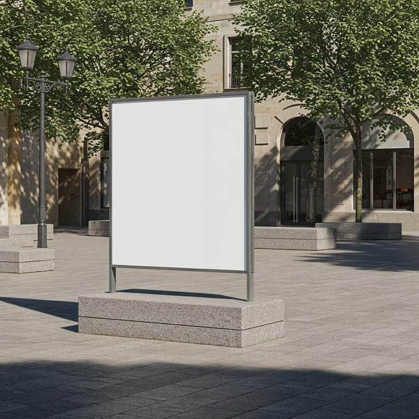 Empty Urban Square Billboard Surrounded by Green Trees JPG Mockup Image