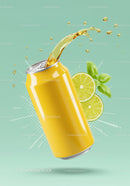 Refreshing Citrus Drink Splash from Yellow Can