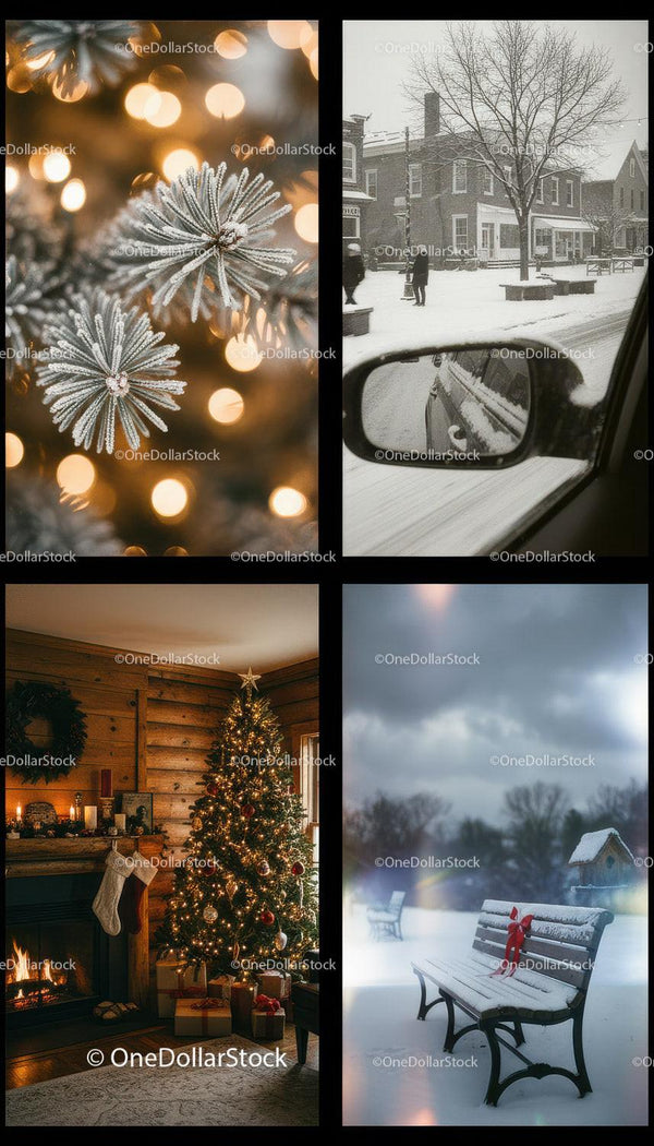Cozy Winter Scenes with Christmas Decorations and Snow