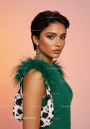 Elegant Young Woman with Short Hairwear and Feathered Accessories