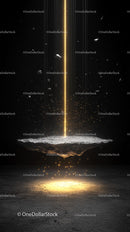 Futuristic Cosmic Energy Beam Emerging from Asteroid in Outer Space