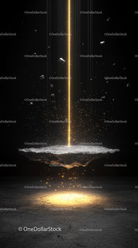 Futuristic Cosmic Energy Beam Emerging from Asteroid in Outer Space